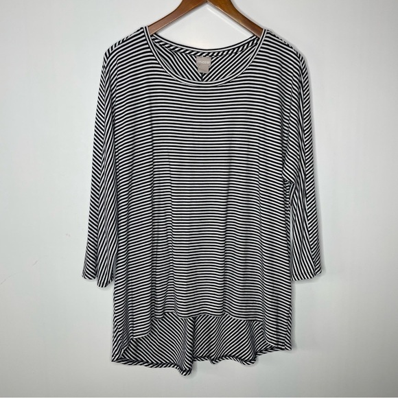 Chico’s Striped Batwing Top Large - Picture 1 of 4